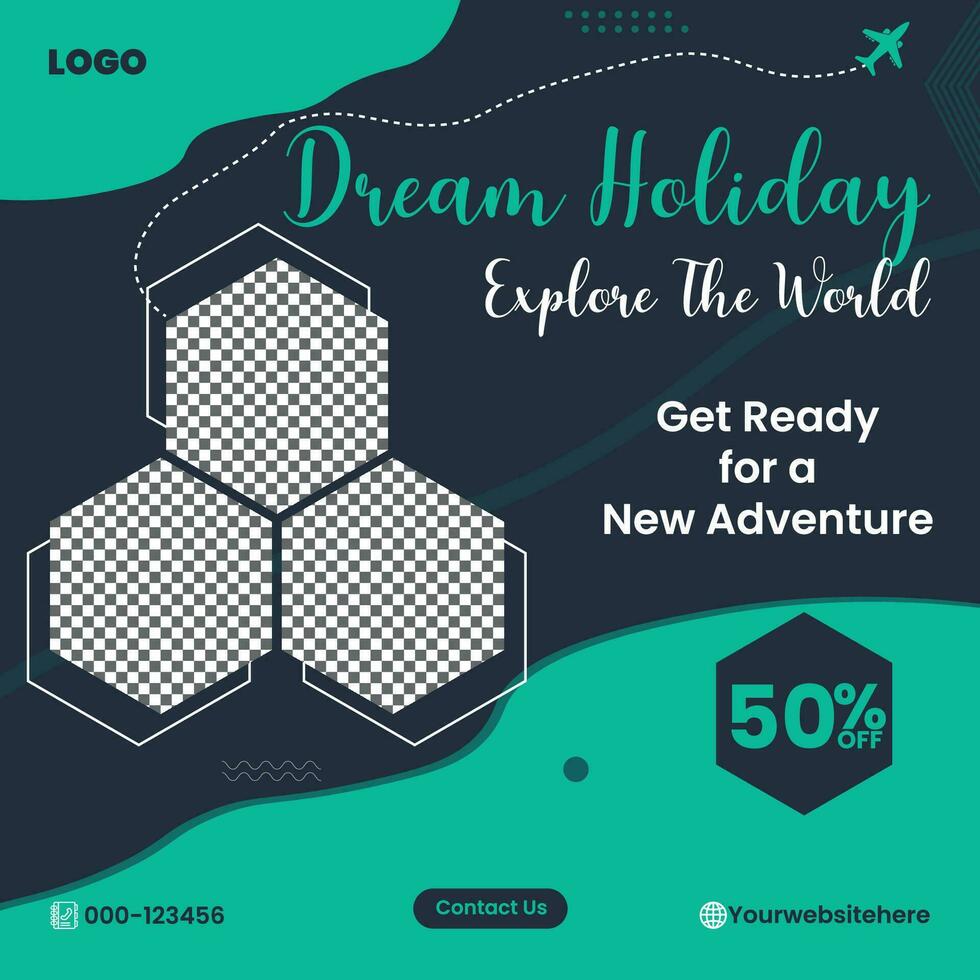 traveling or summer beach traveling, Holiday travel, social media post Design. vector