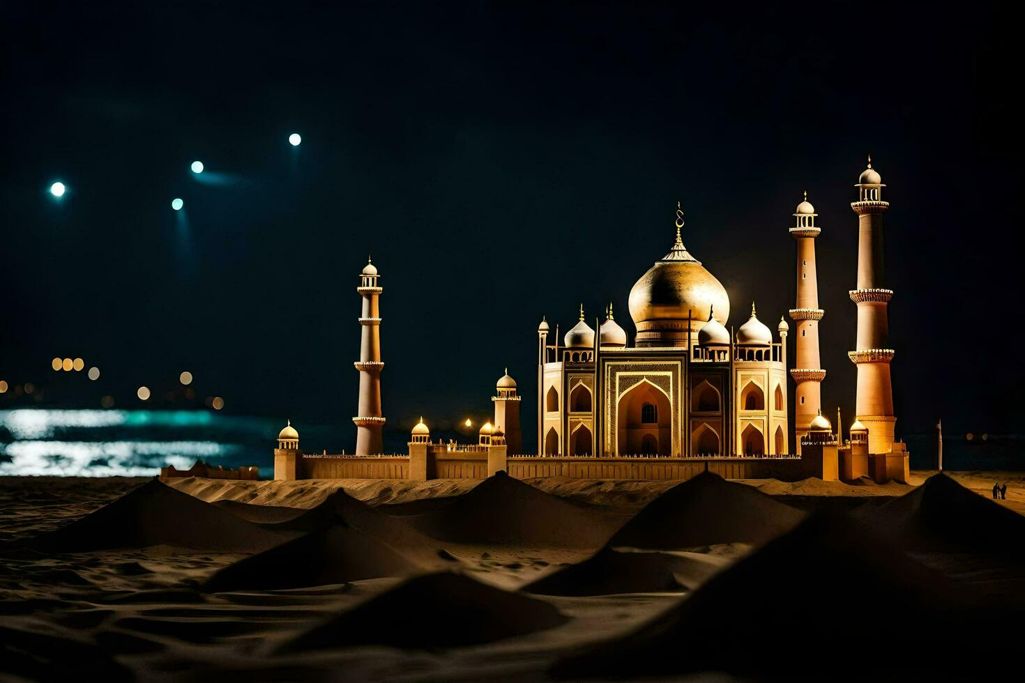 the taj mahal in the desert. AI-Generated photo