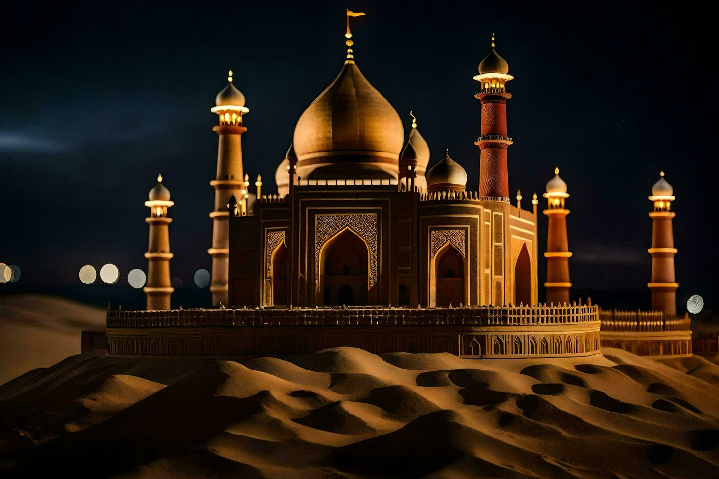 a taj mahal at night. AI-Generated photo