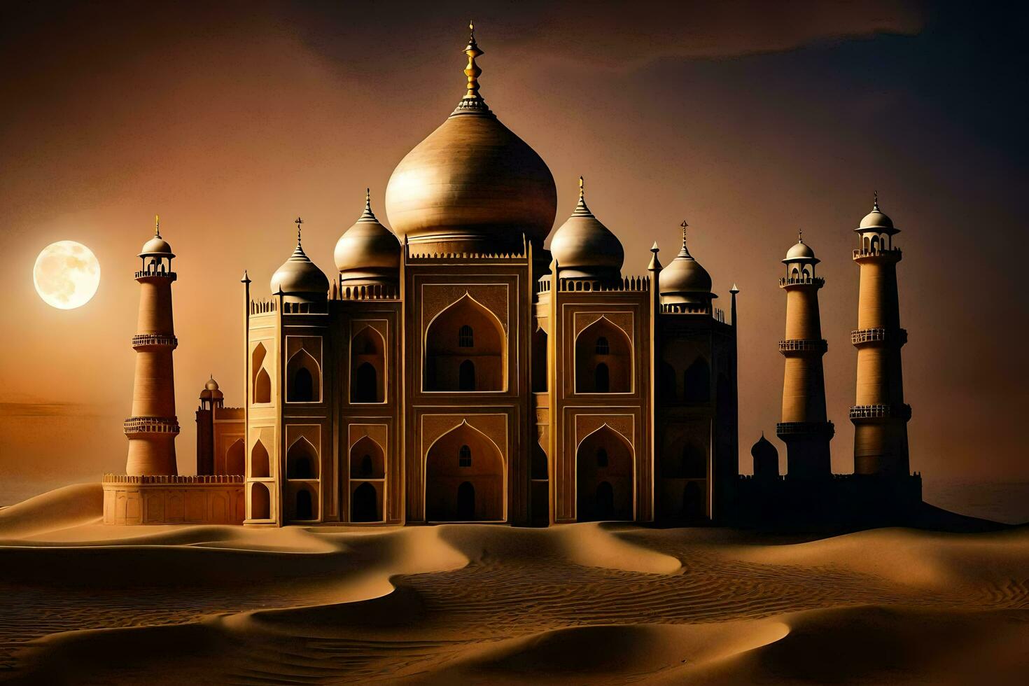 el taj mahal es un hermosa edificio en el desierto. generado por ai foto