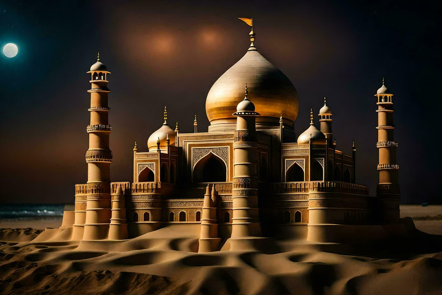 the taj mahal is a beautiful building in the desert. AI-Generated photo