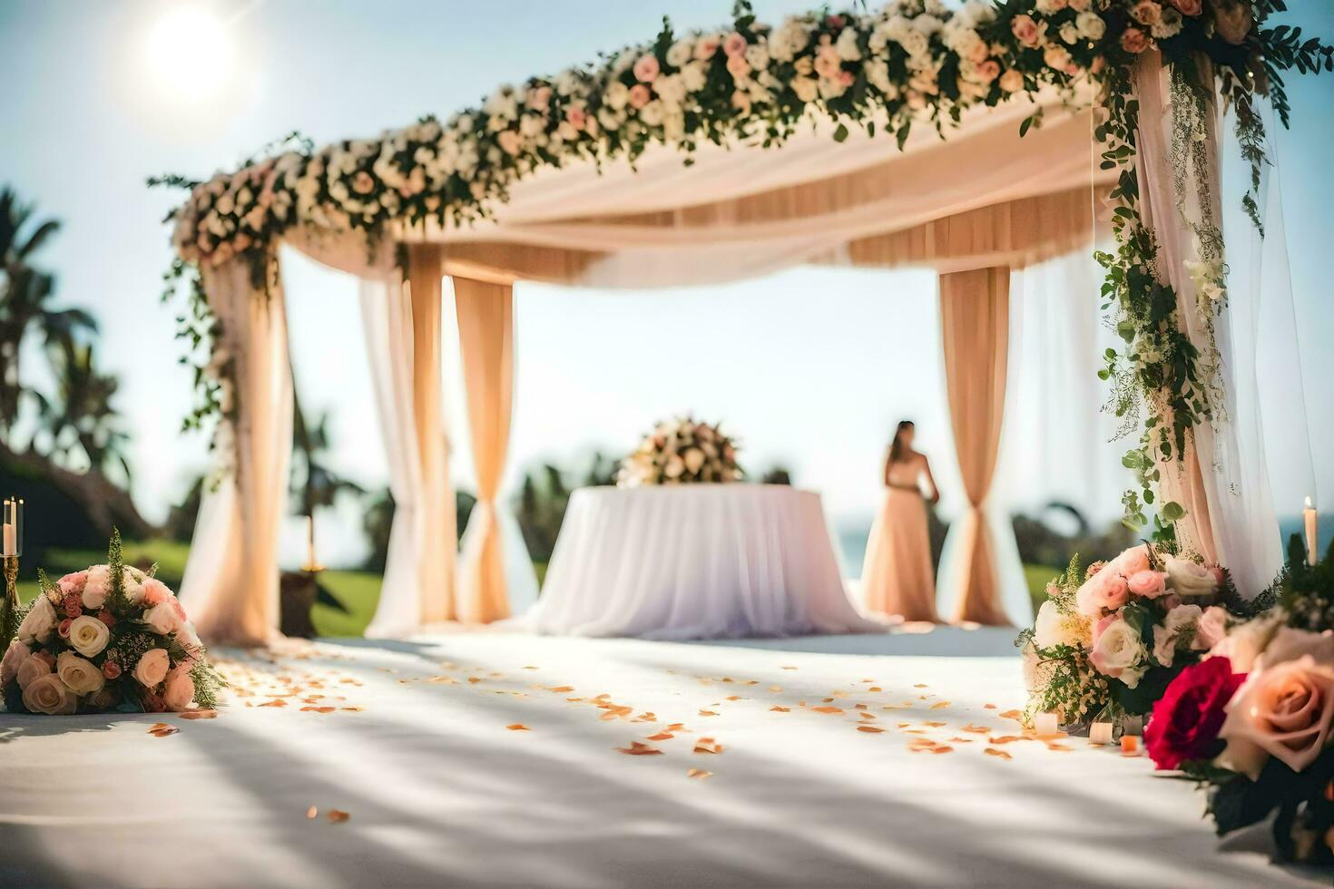 el Boda de persona y persona a el ritz carlton, cabo san lucas generado por ai foto