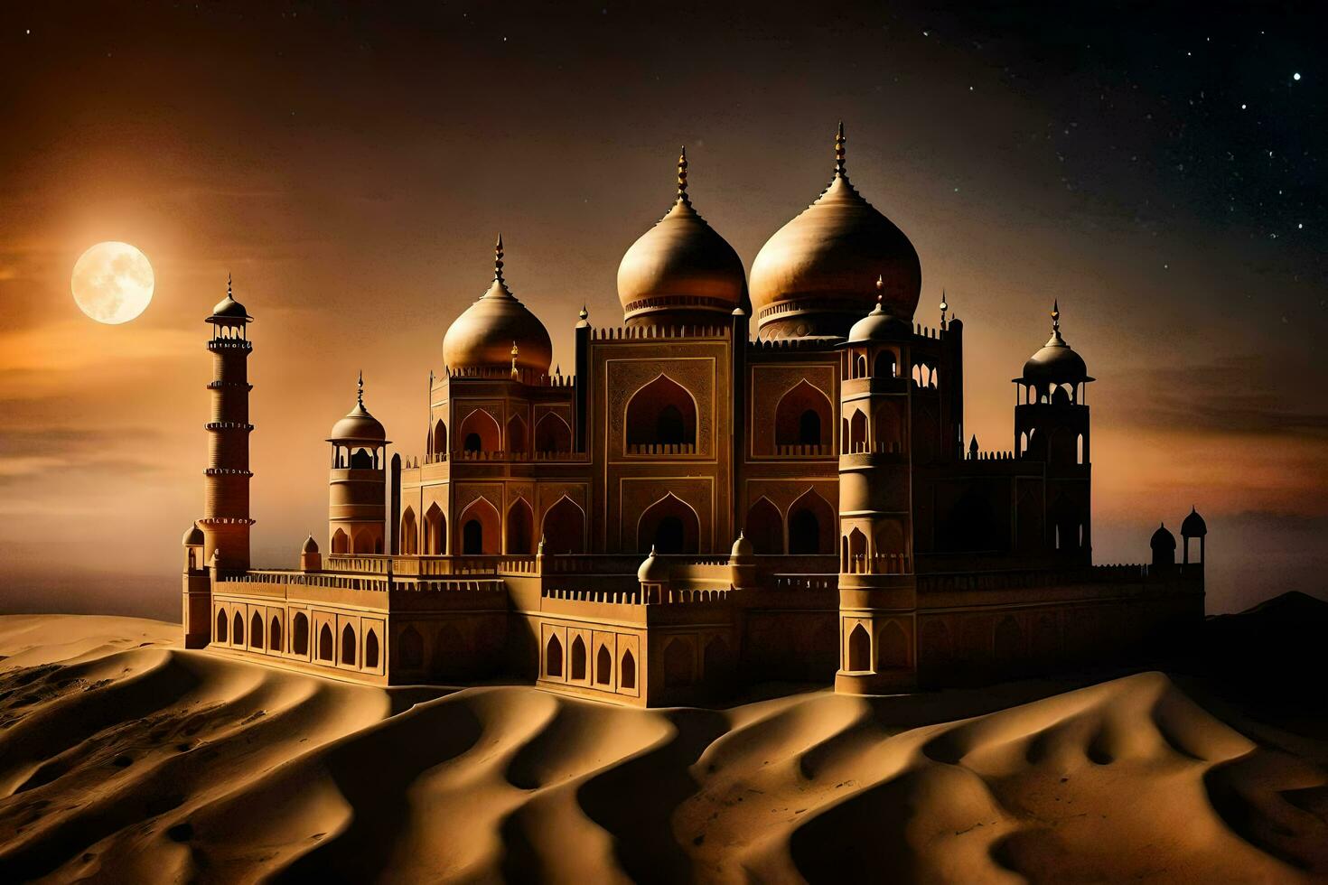 the taj mahal is a beautiful building in the desert. AI-Generated photo