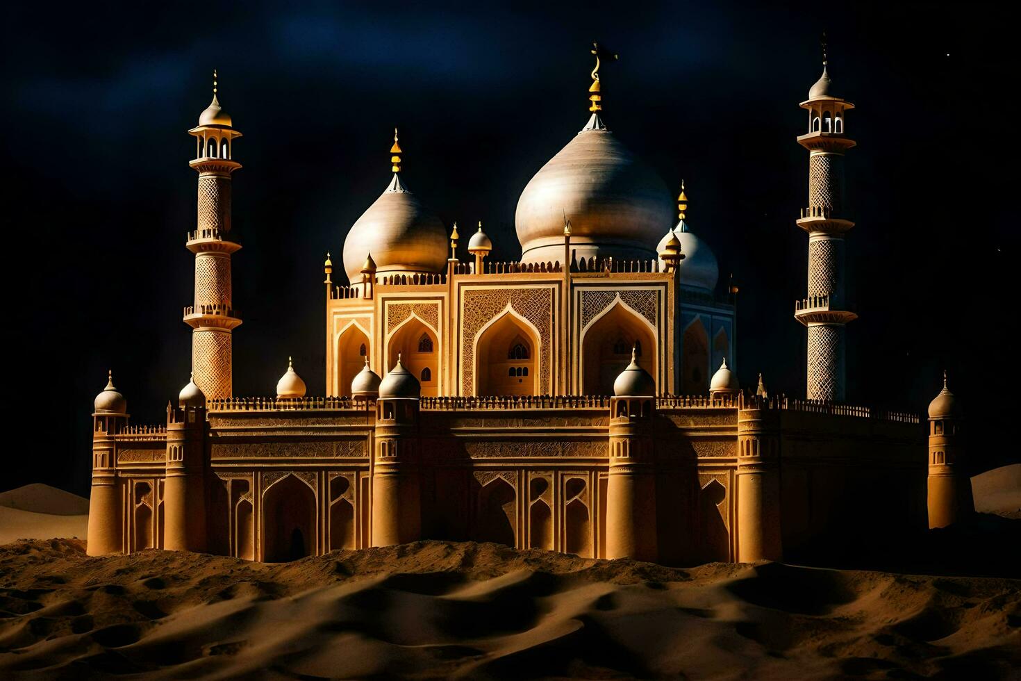 a large white mosque in the desert. AI-Generated photo