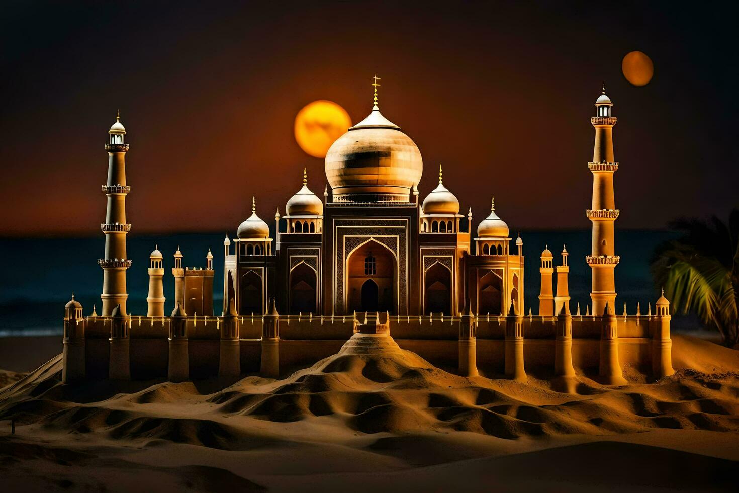 the taj mahal is a beautiful building in the desert. AI-Generated photo