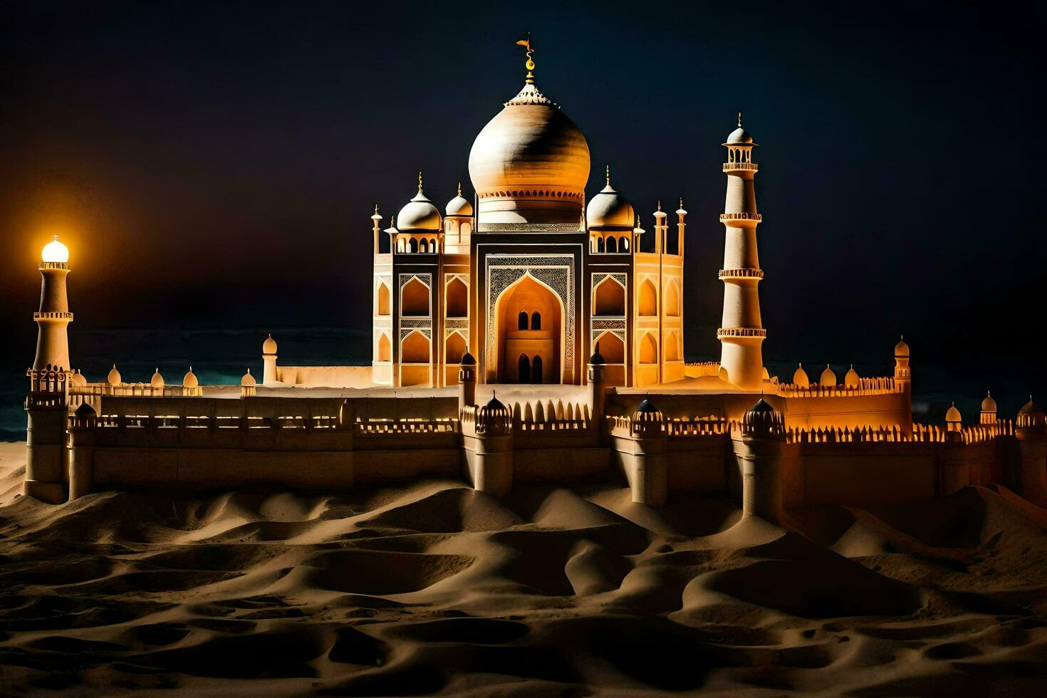 un modelo de el taj mahal en el desierto. generado por ai foto