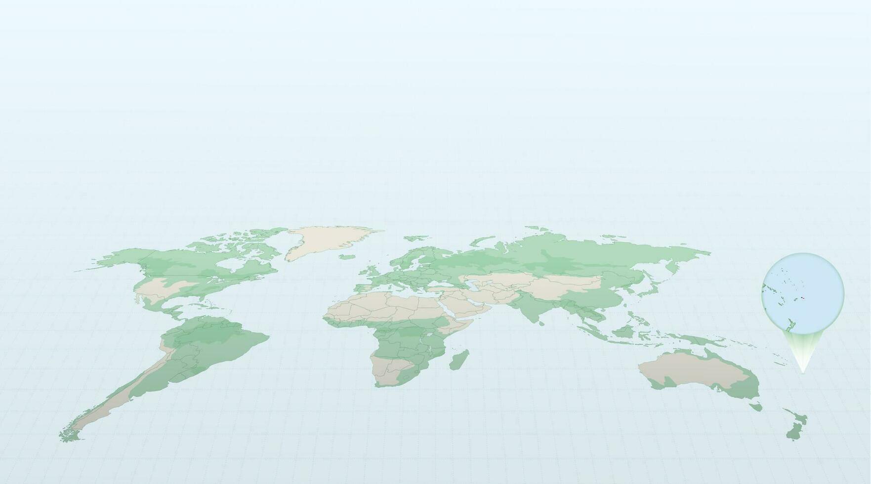 World map in perspective showing the location of the country Samoa with detailed map with flag of Samoa. vector