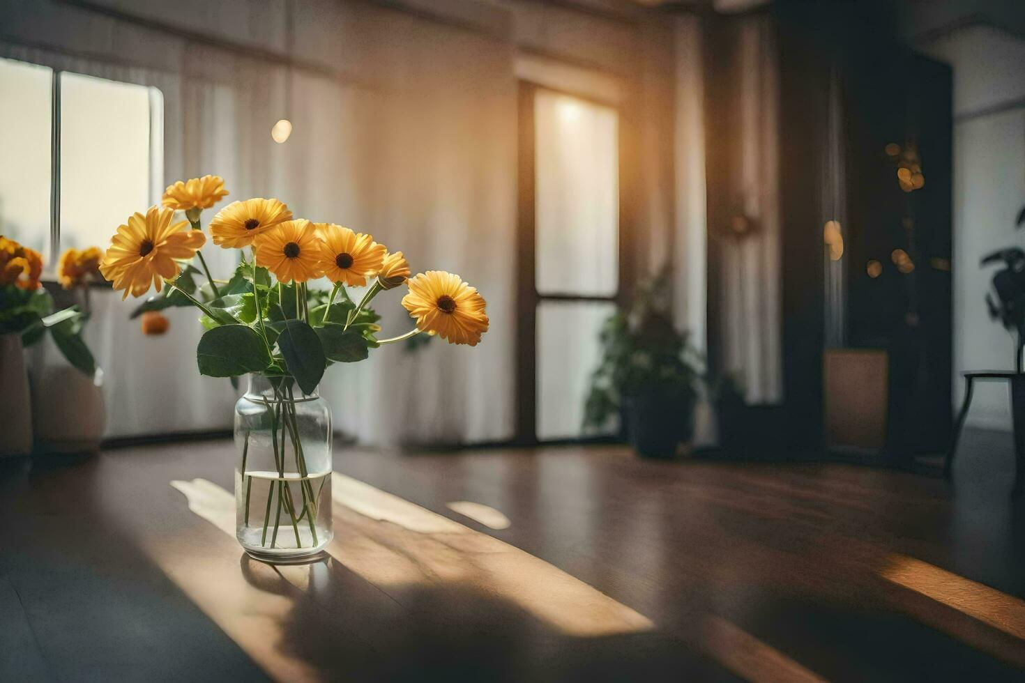 sunlight shining through a window in a room. AI-Generated photo