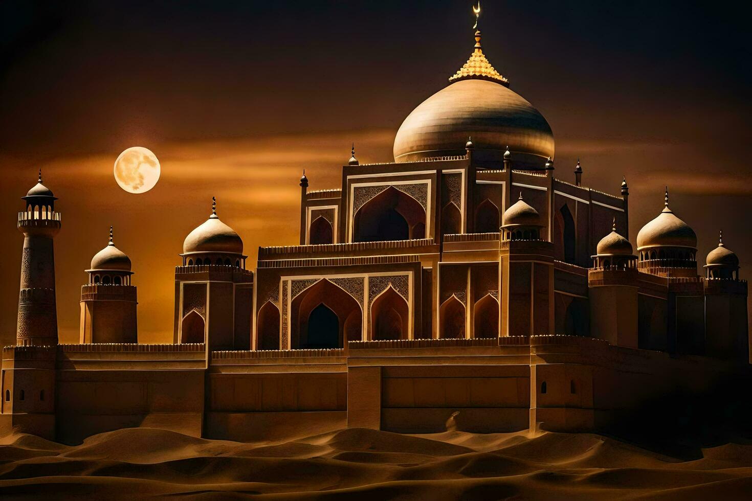the taj mahal is a beautiful building in the desert. AI-Generated photo