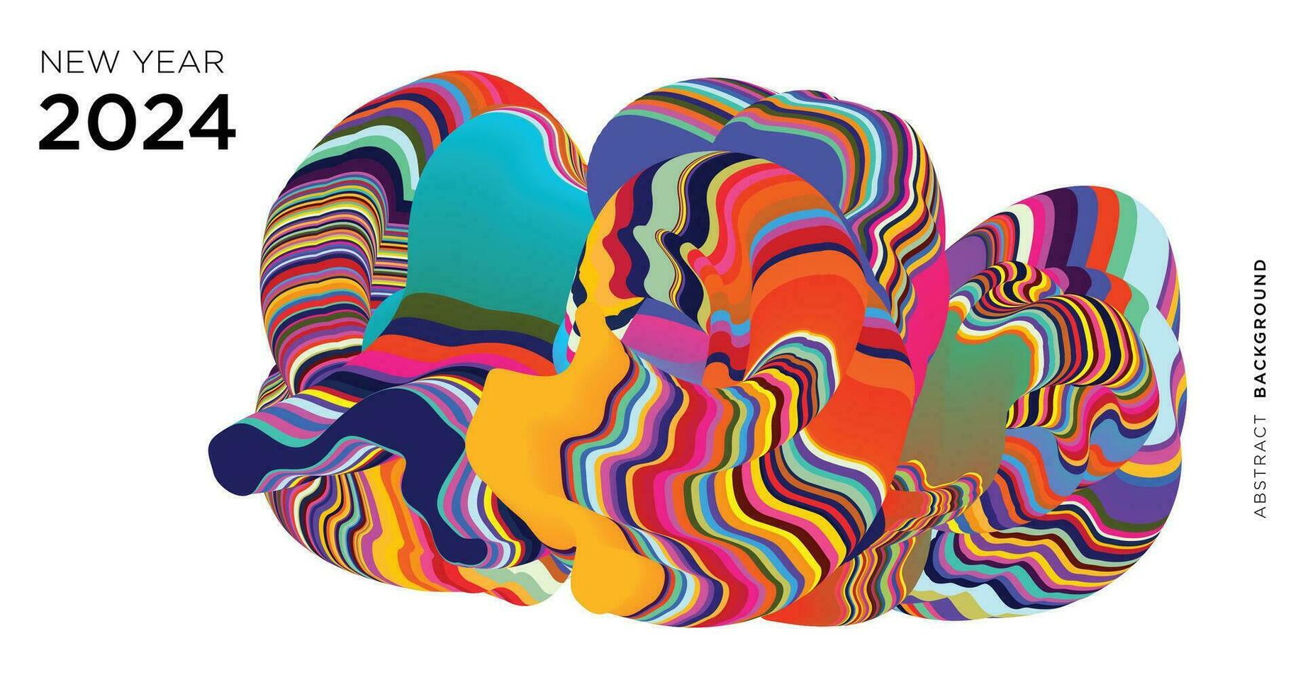 New Year 2024 Calendar Cover and Greeting Card Banner Design with Colorful Abstract Fluid Background vector