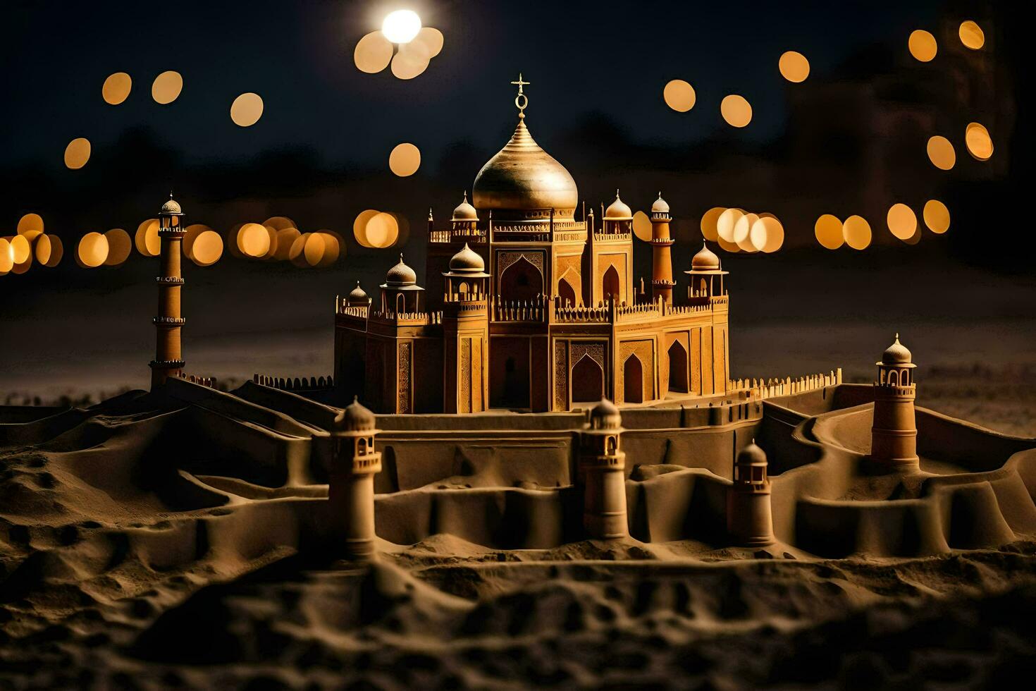 a model of a taj mahal at night. AI-Generated photo
