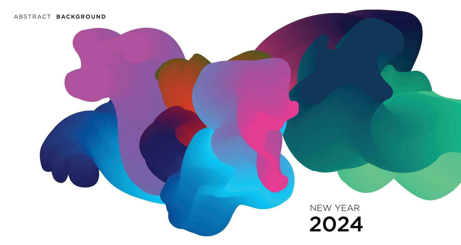 New Year 2024 Calendar Cover and Greeting Card Banner Design with Colorful Abstract Fluid Background vector