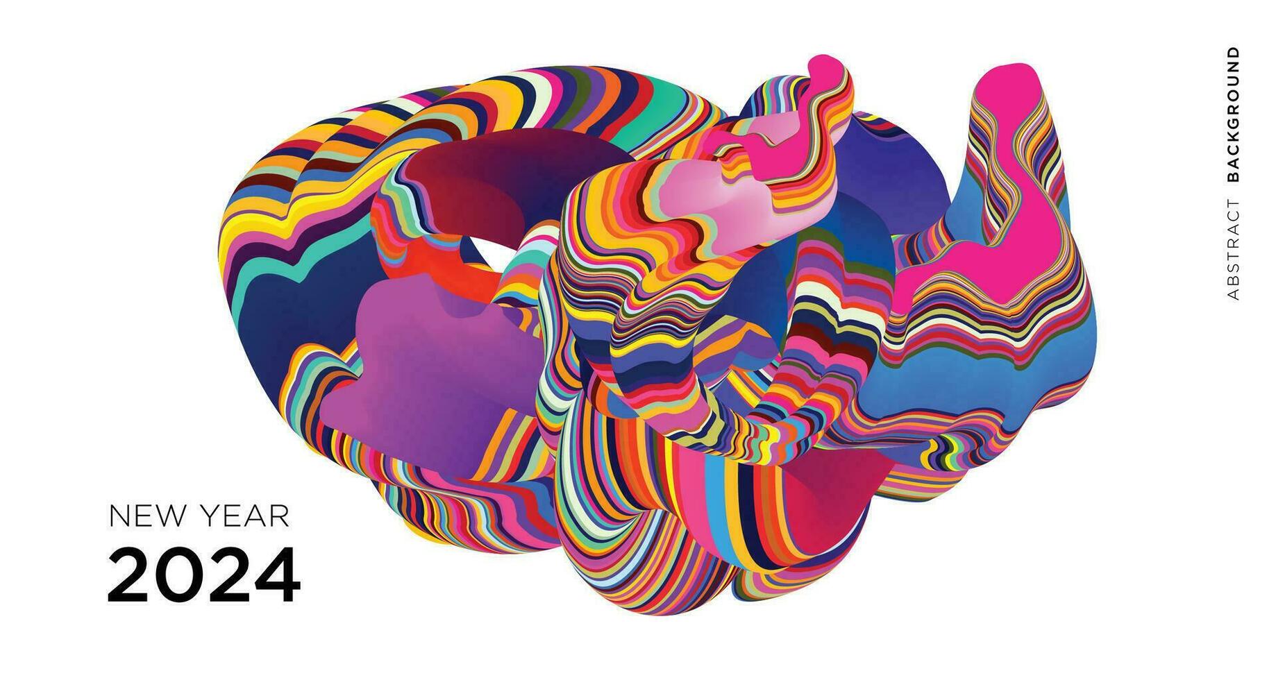 New Year 2024 Calendar Cover and Greeting Card Banner Design with Colorful Abstract Fluid Background vector