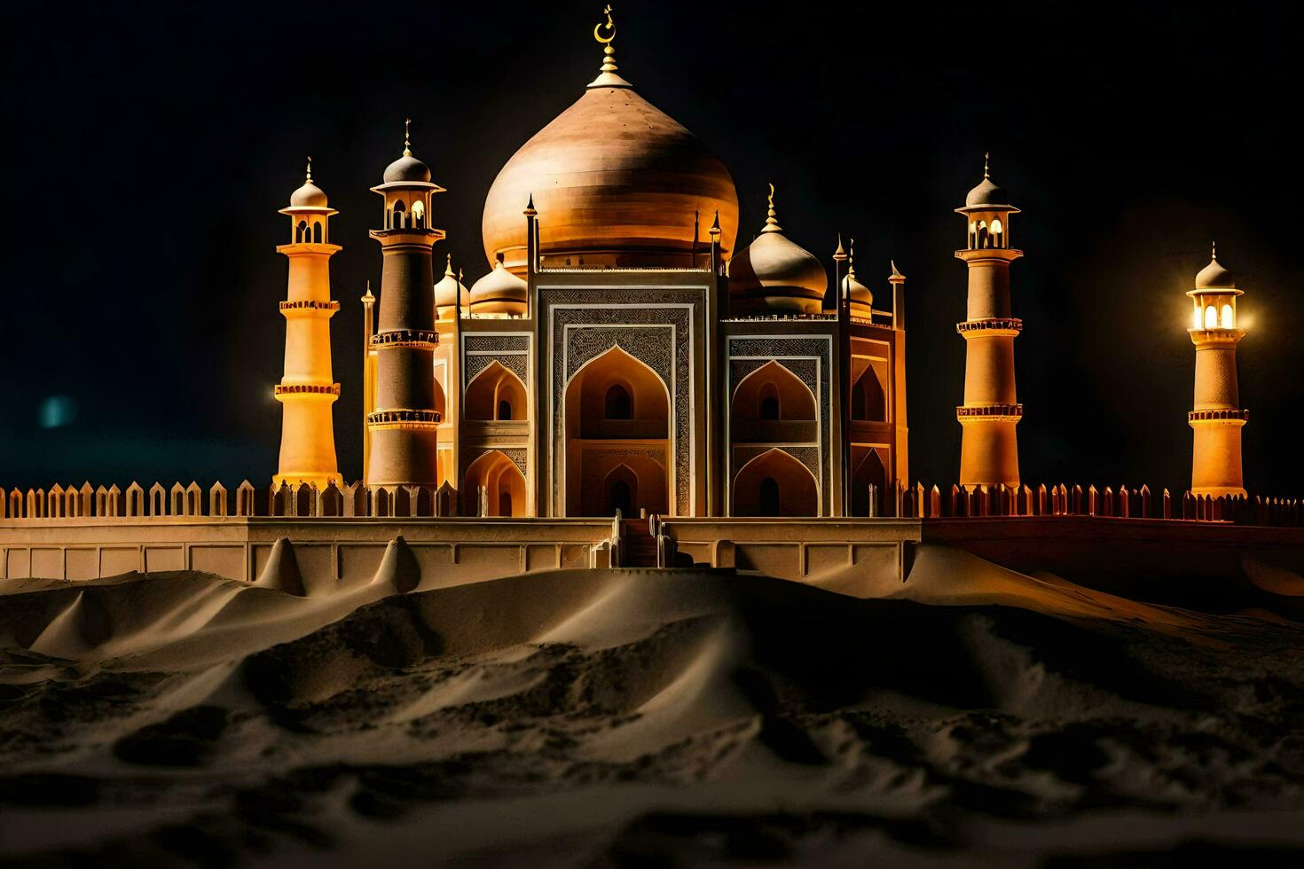 un modelo de el taj mahal a noche. generado por ai foto