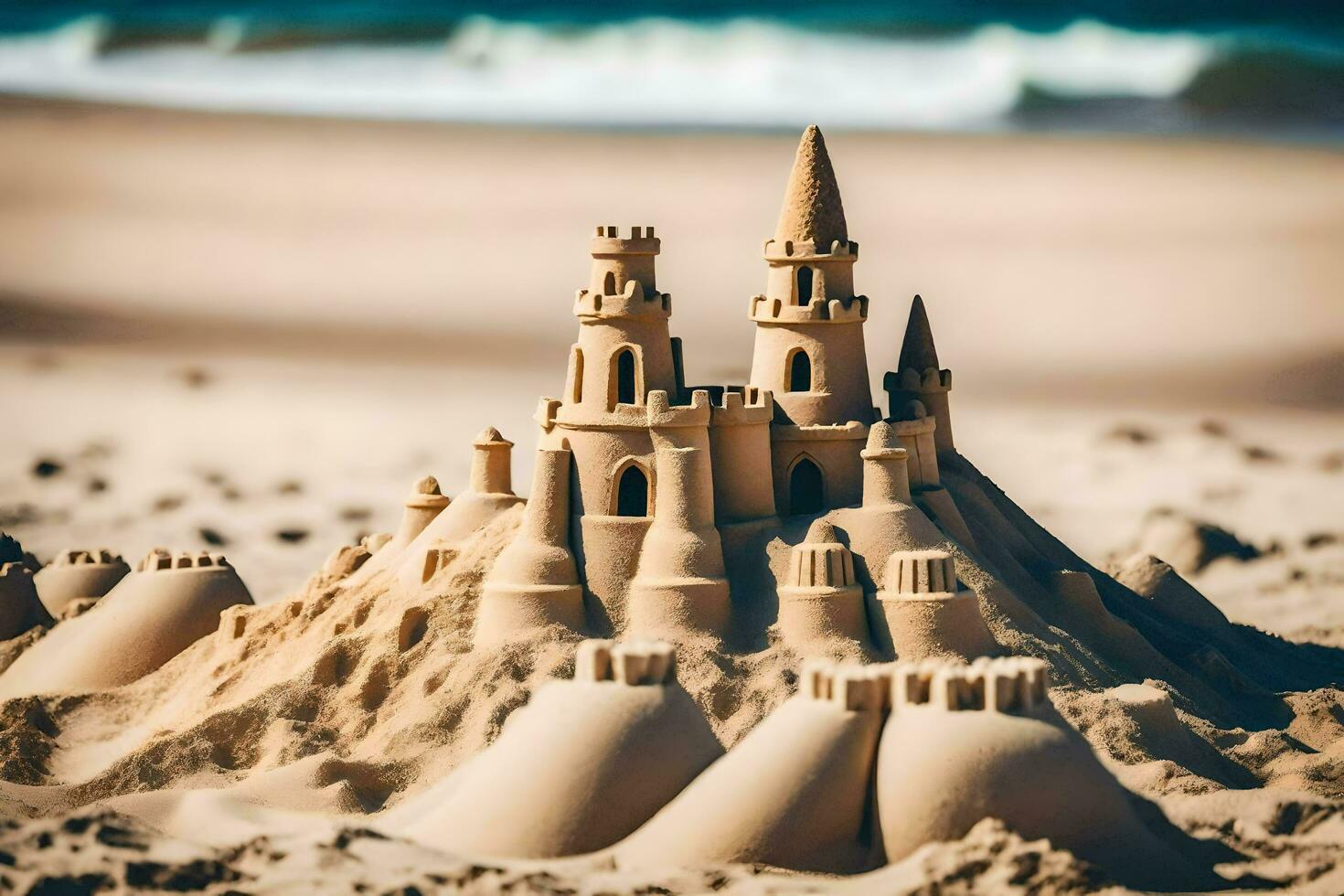 sand castle on the beach. AI-Generated photo