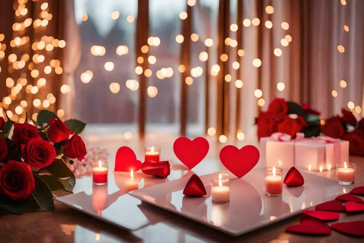 San Valentín día decoraciones en un mesa. generado por ai 30283785 Foto de  stock en Vecteezy