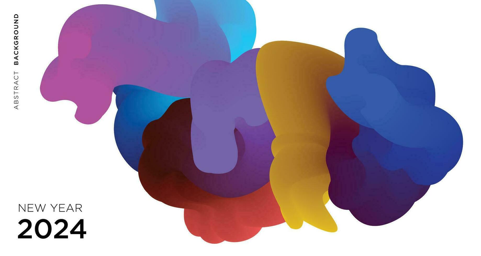 New Year 2024 Calendar Cover and Greeting Card Banner Design with Colorful Abstract Fluid Background vector