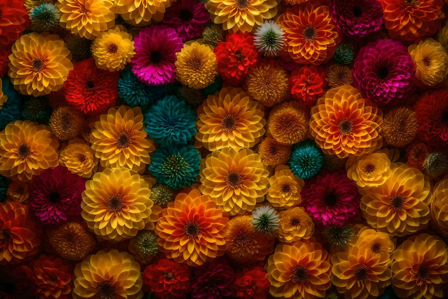colorful flowers are arranged in a pattern. AI-Generated photo