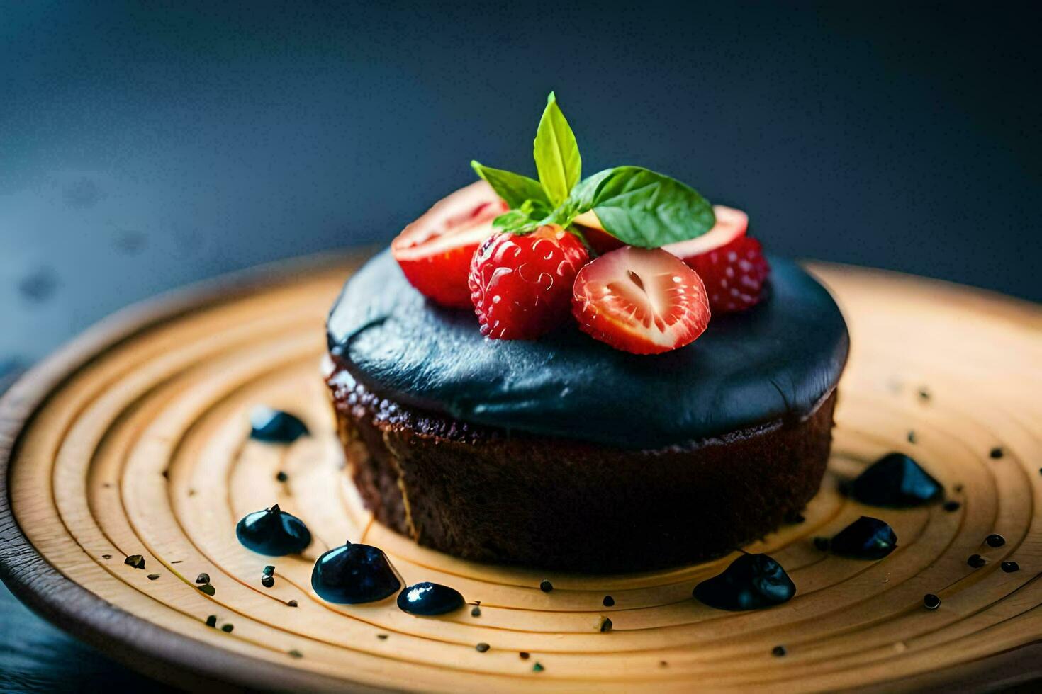 a chocolate cake with strawberries and chocolate. AI-Generated photo