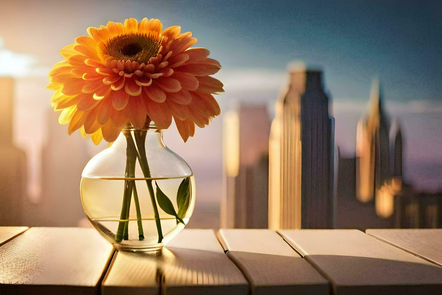 photo wallpaper the city, flower, orange, flower, the city, the city, the city. AI-Generated