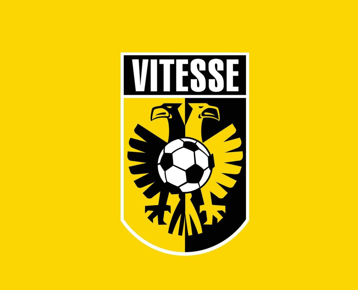 Vitesse Arnhem Club Logo Symbol Netherlands Eredivisie League Football Abstract Design Vector Illustration With Yellow Background
