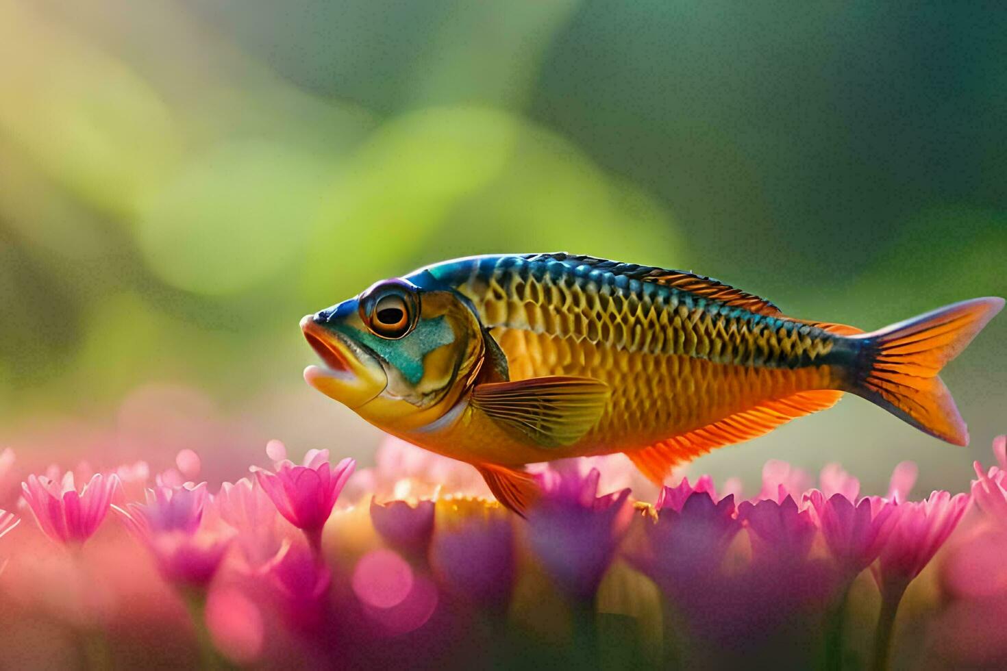 photo wallpaper the sky, flowers, fish, the sea, the sea, the sea, the. AI-Generated
