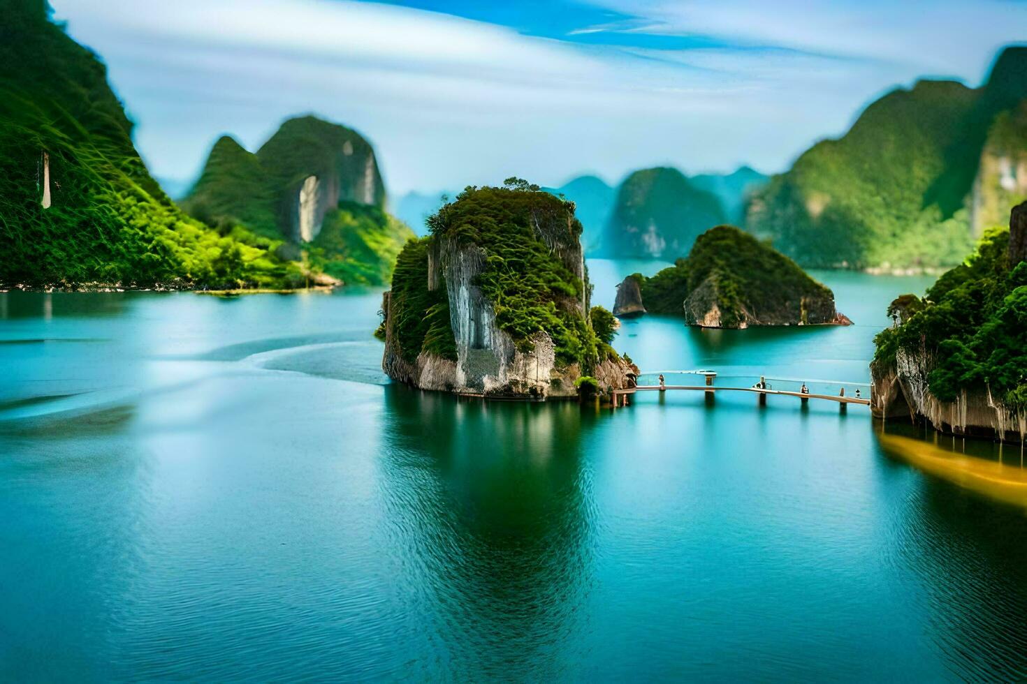 the beautiful scenery of halong bay. AI-Generated photo