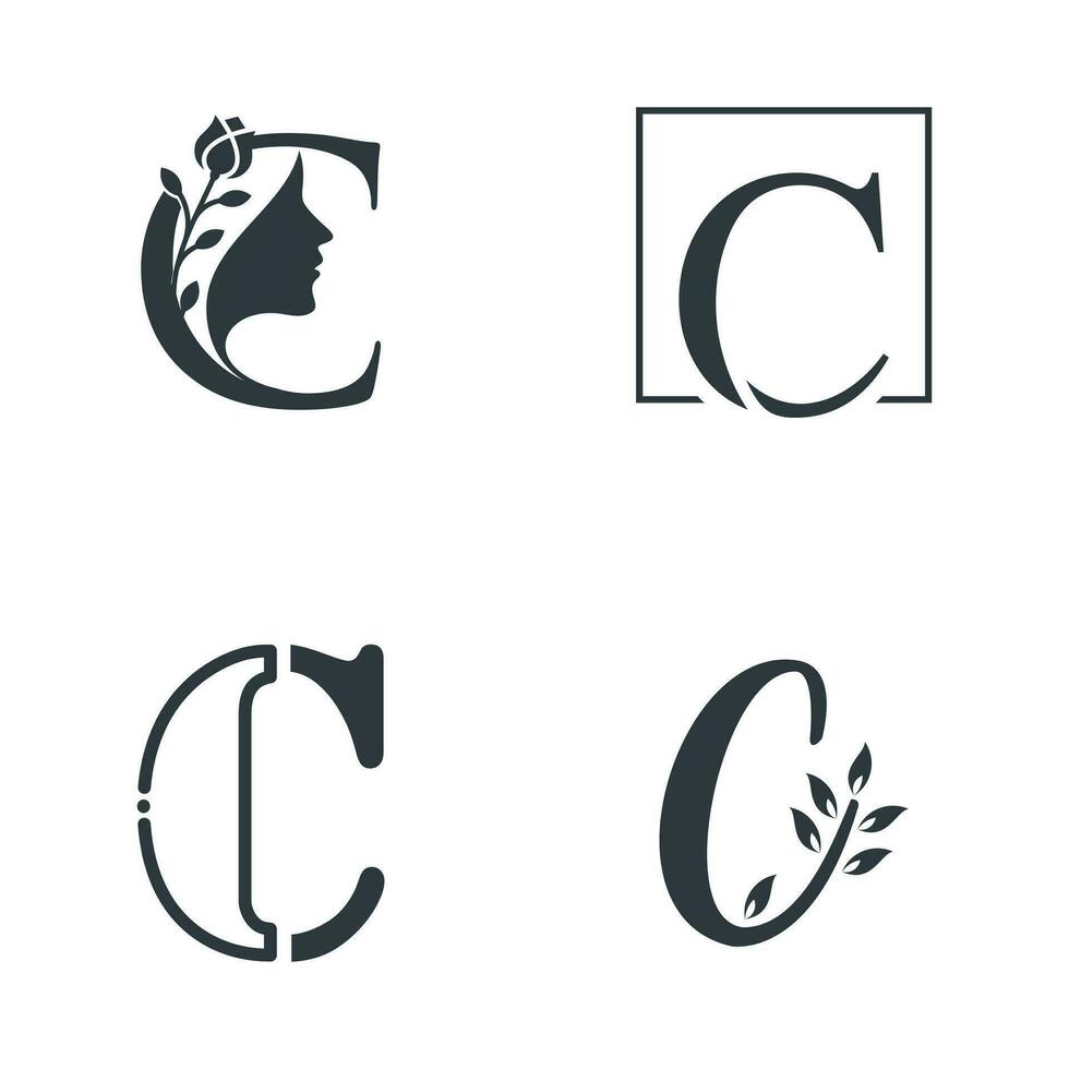 Beauty letter logo C design icon element vector with creative unique concept