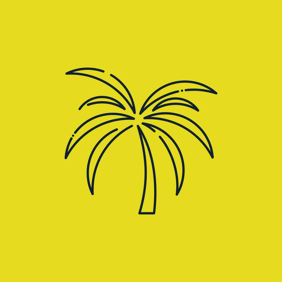 Palm tree logo design element with creative line art concept vector