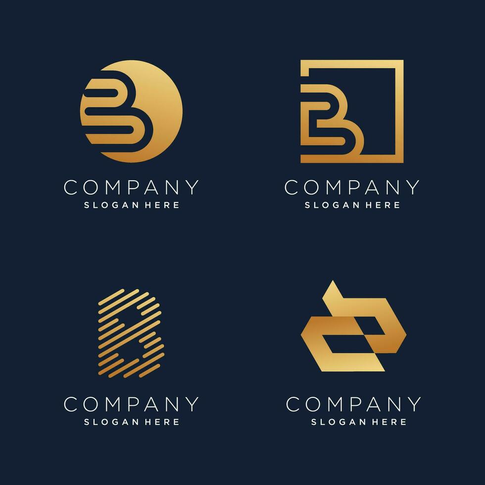 Letter B logo design element vector collection with modern style