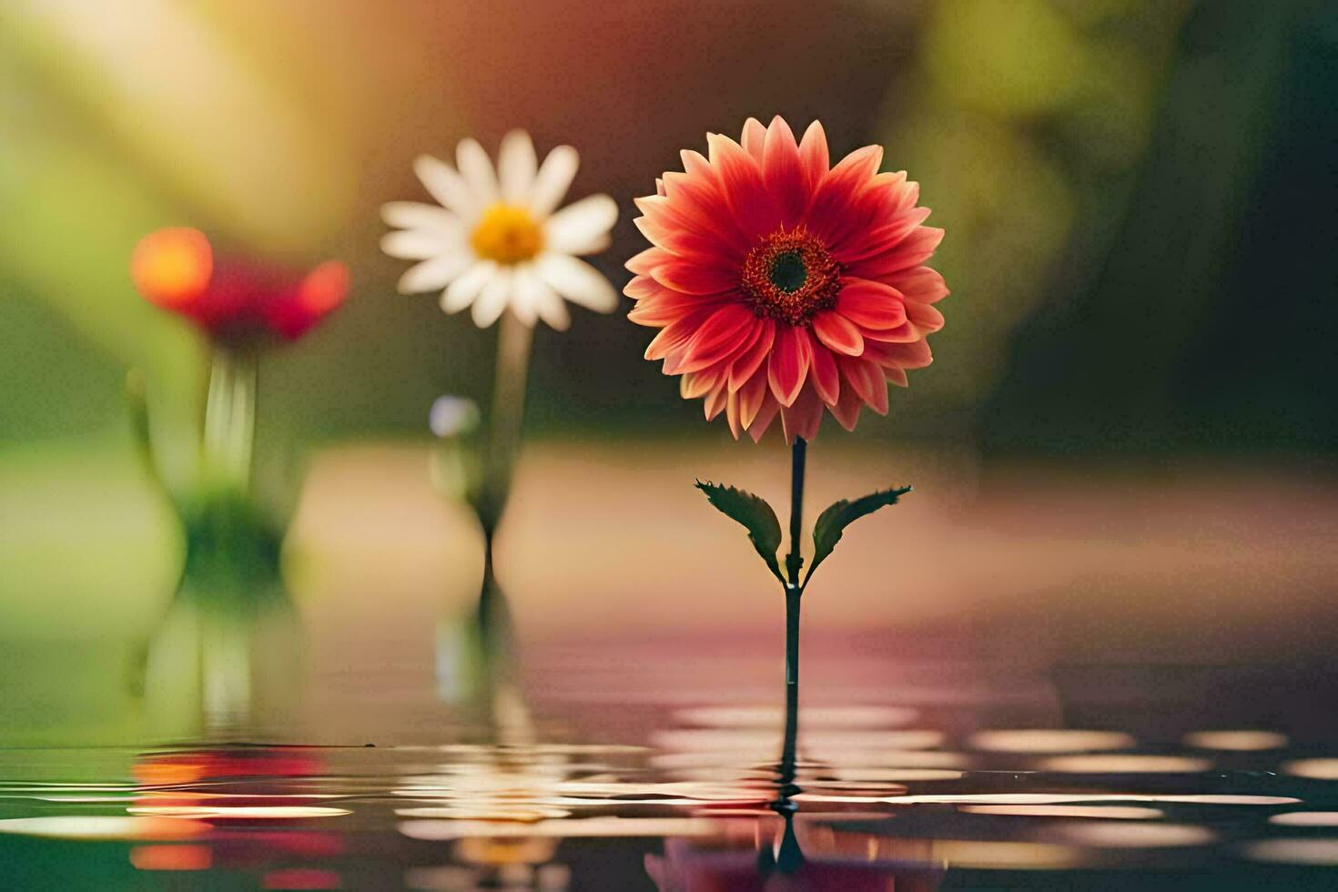 photo wallpaper the sun, flowers, water, the sun, flowers, water, the sun,. AI-Generated