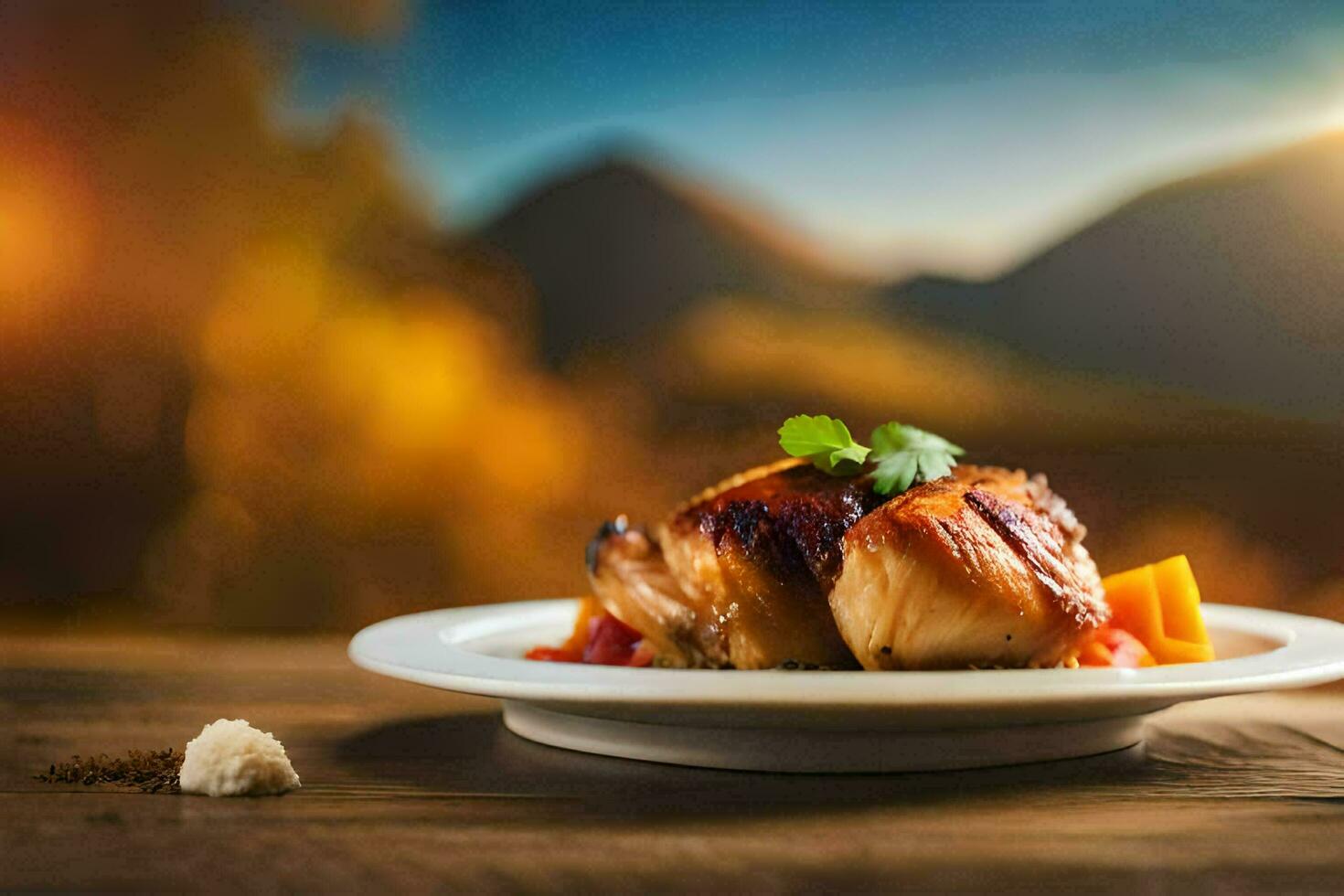 chicken breast with vegetables on a plate. AI-Generated photo