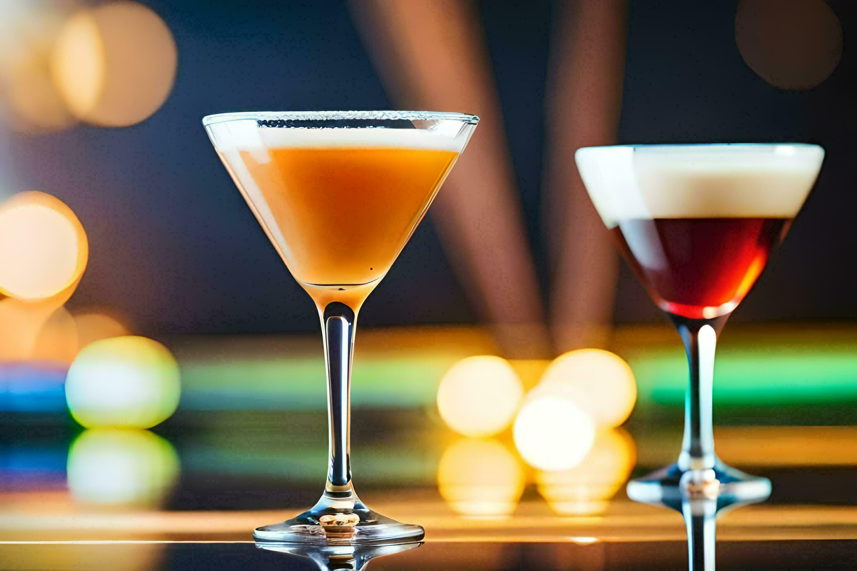two different types of alcoholic drinks on a table. AIGenerated