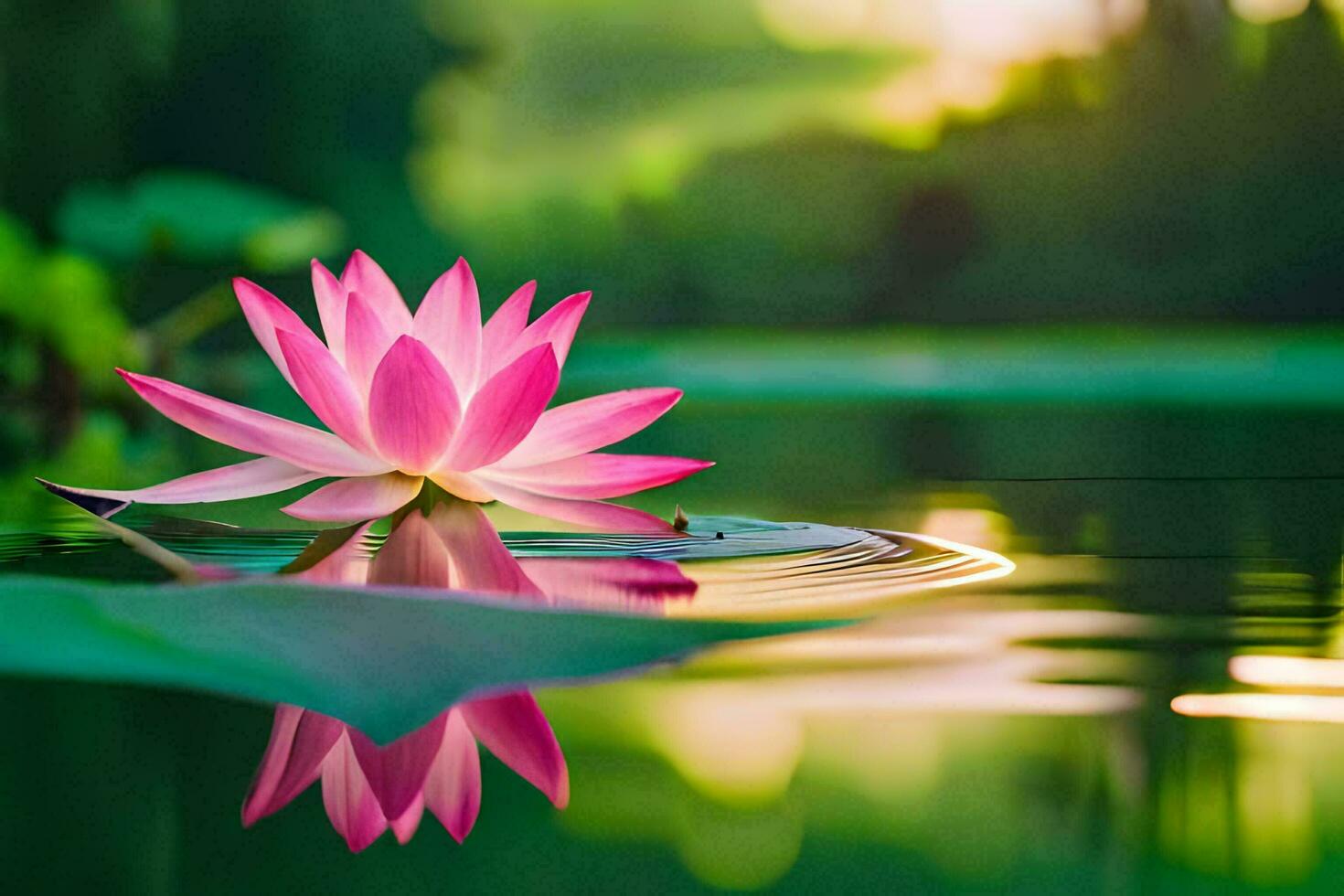 a pink lotus flower floating in the water. AI-Generated photo
