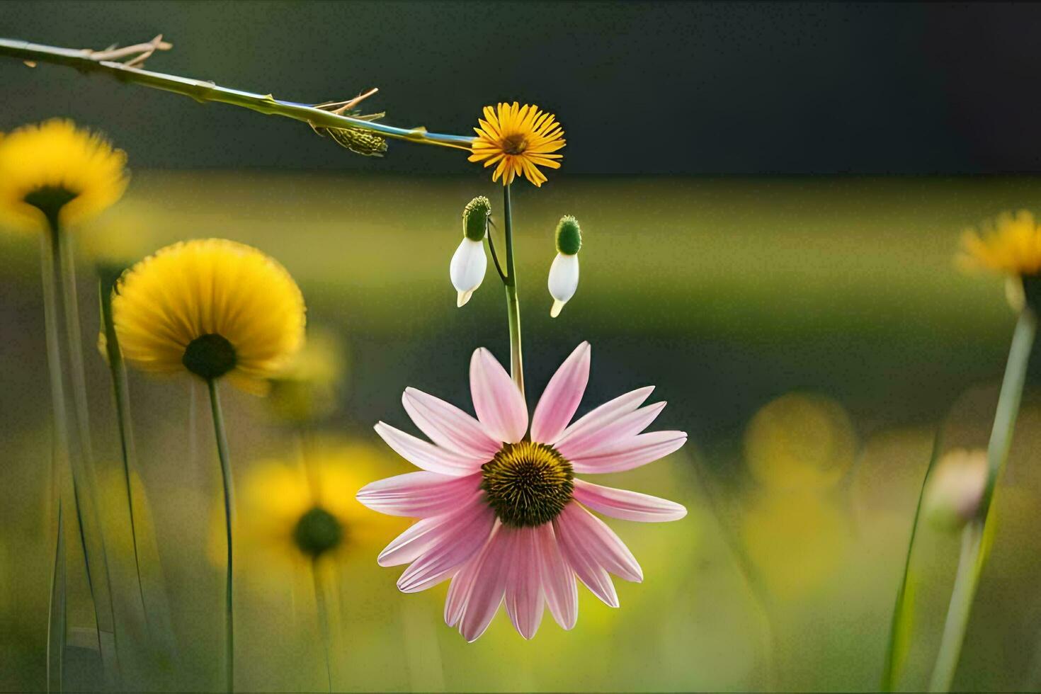 a flower in a field. AI-Generated photo