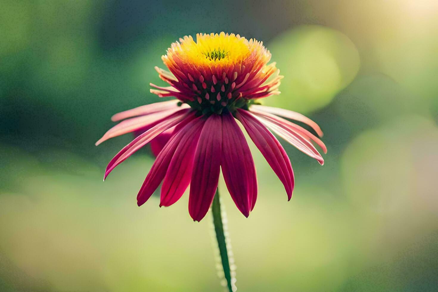 a single red flower with a green background. AI-Generated photo