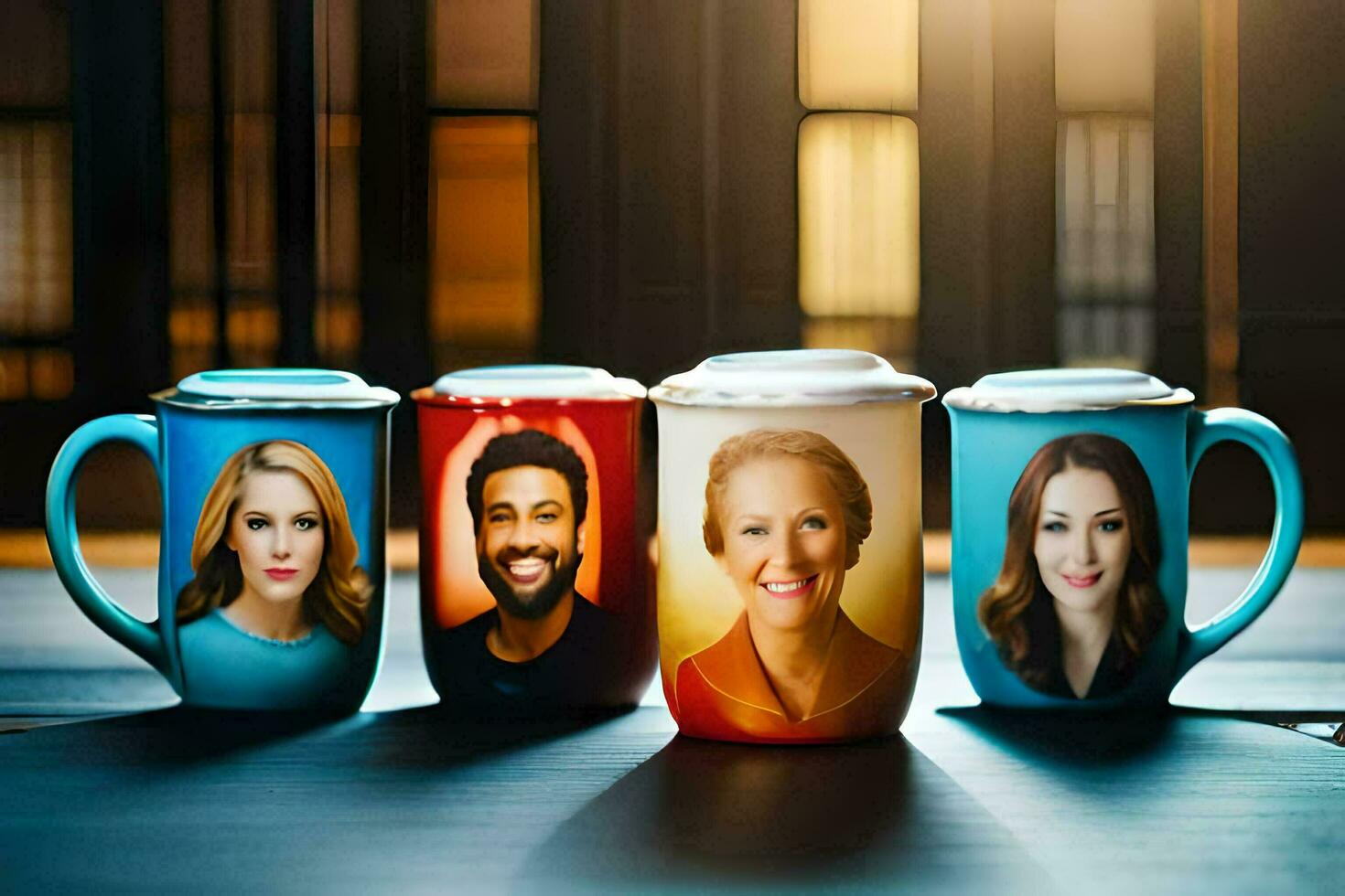 the office coffee mugs. AI-Generated photo