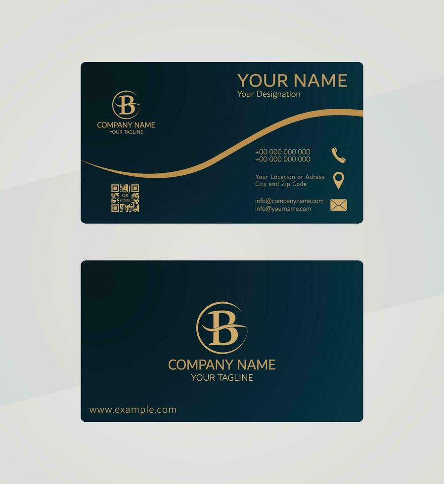 Professional Blue and Gold business card template, modern elegant company card design vector