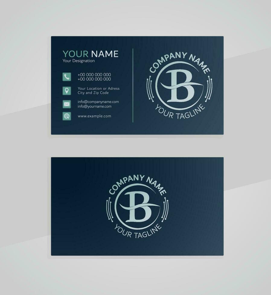 Professional blue business card template, modern luxurious company card design vector