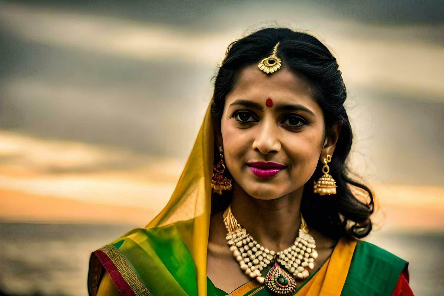 a beautiful indian woman in traditional attire. AI-Generated photo