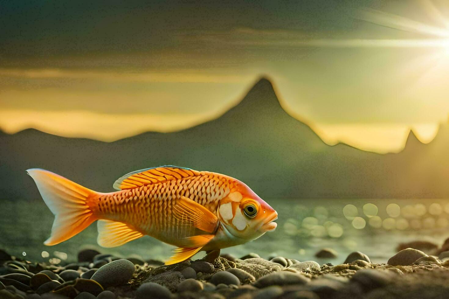 goldfish in the ocean. AI-Generated photo