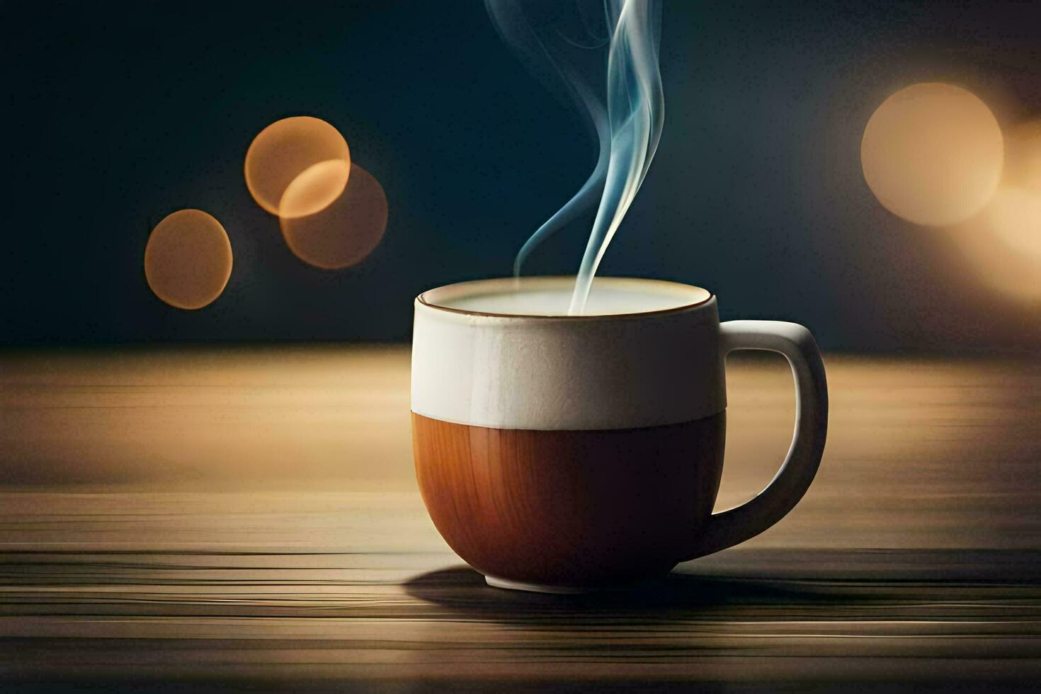 a cup of coffee with steam coming out of it. AI-Generated photo