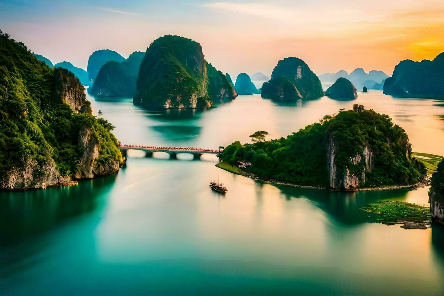 the beautiful scenery of halong bay. AI-Generated photo