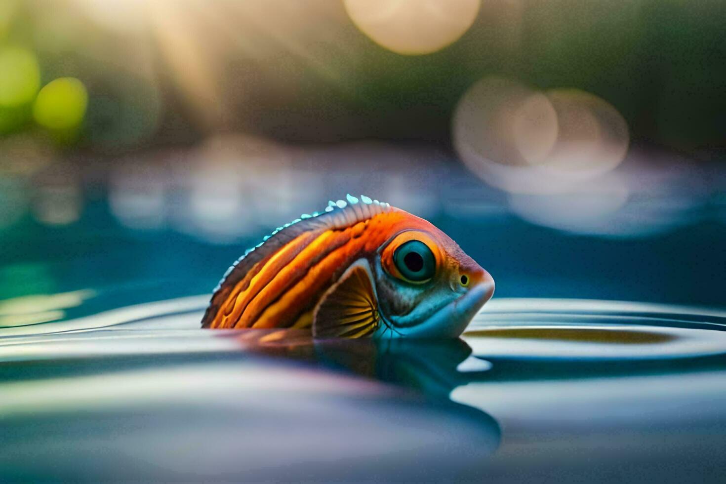 a fish swimming in the water with sunlight shining on it. AI-Generated photo