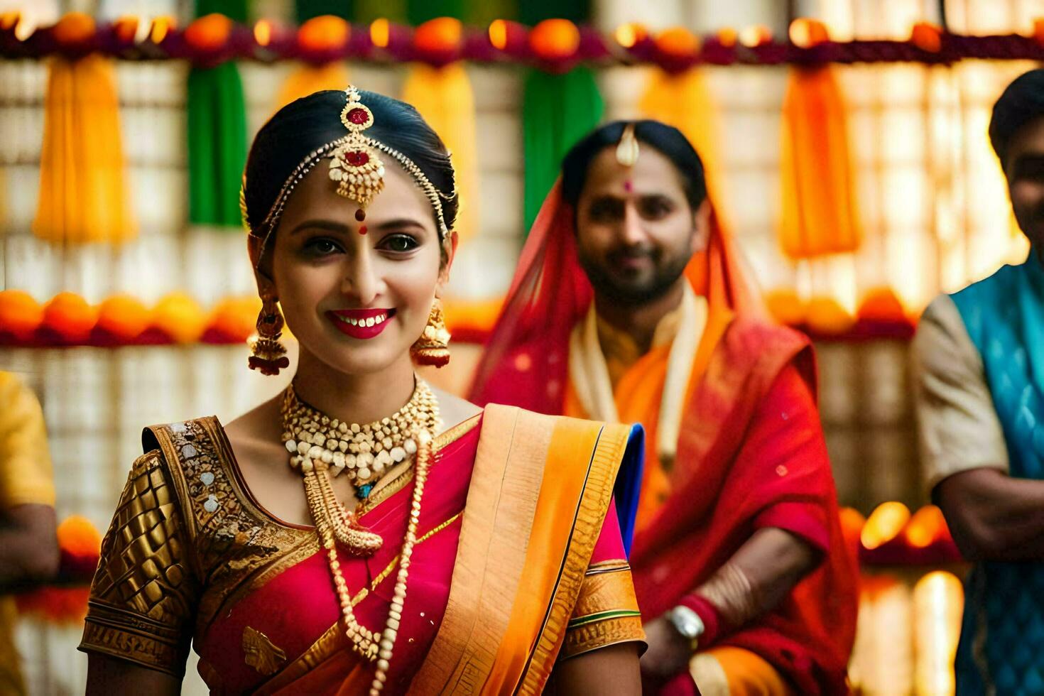 a beautiful indian bride in traditional attire. AI-Generated photo