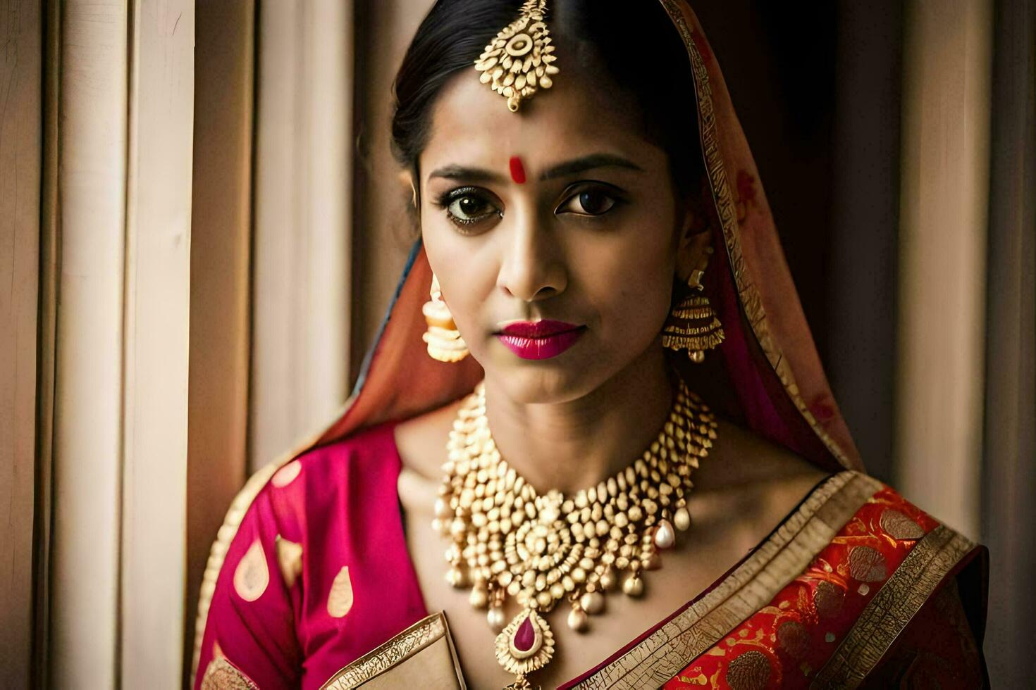 a beautiful indian bride in traditional attire. AI-Generated photo