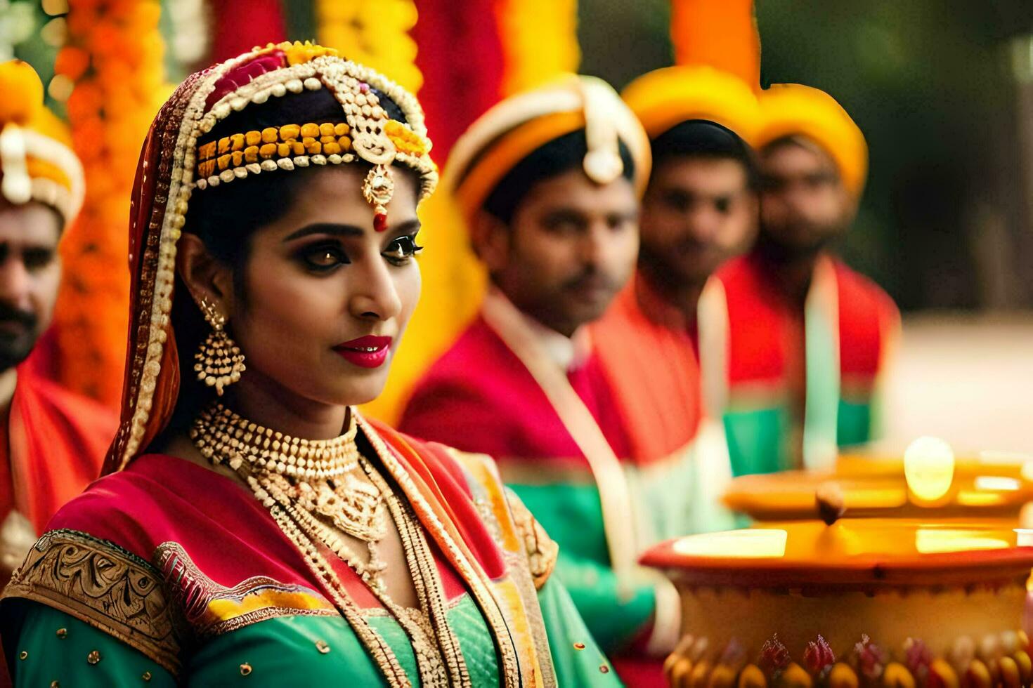 a bride in traditional indian attire. AI-Generated photo