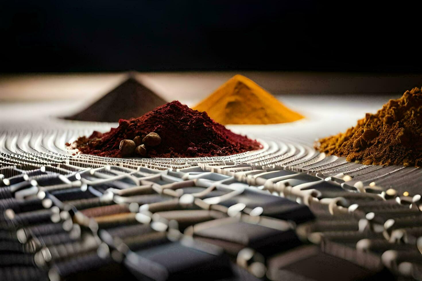 a close up of different colored powders. AI-Generated photo