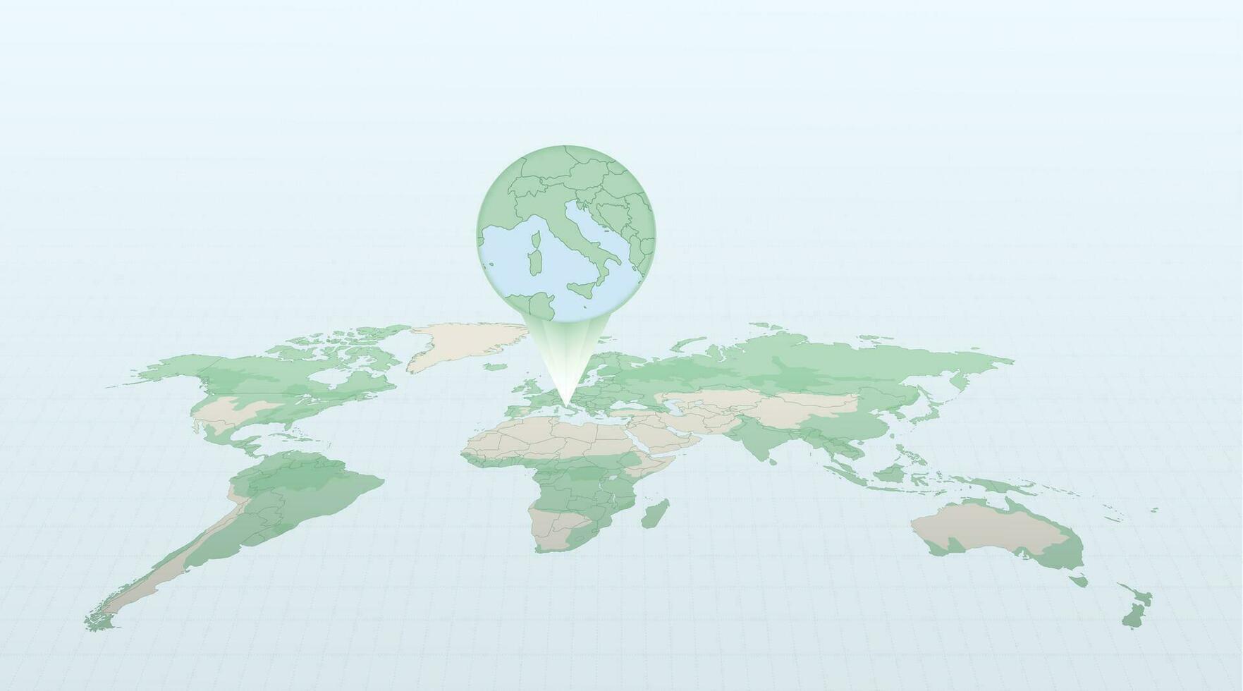 World map in perspective showing the location of the country Vatican