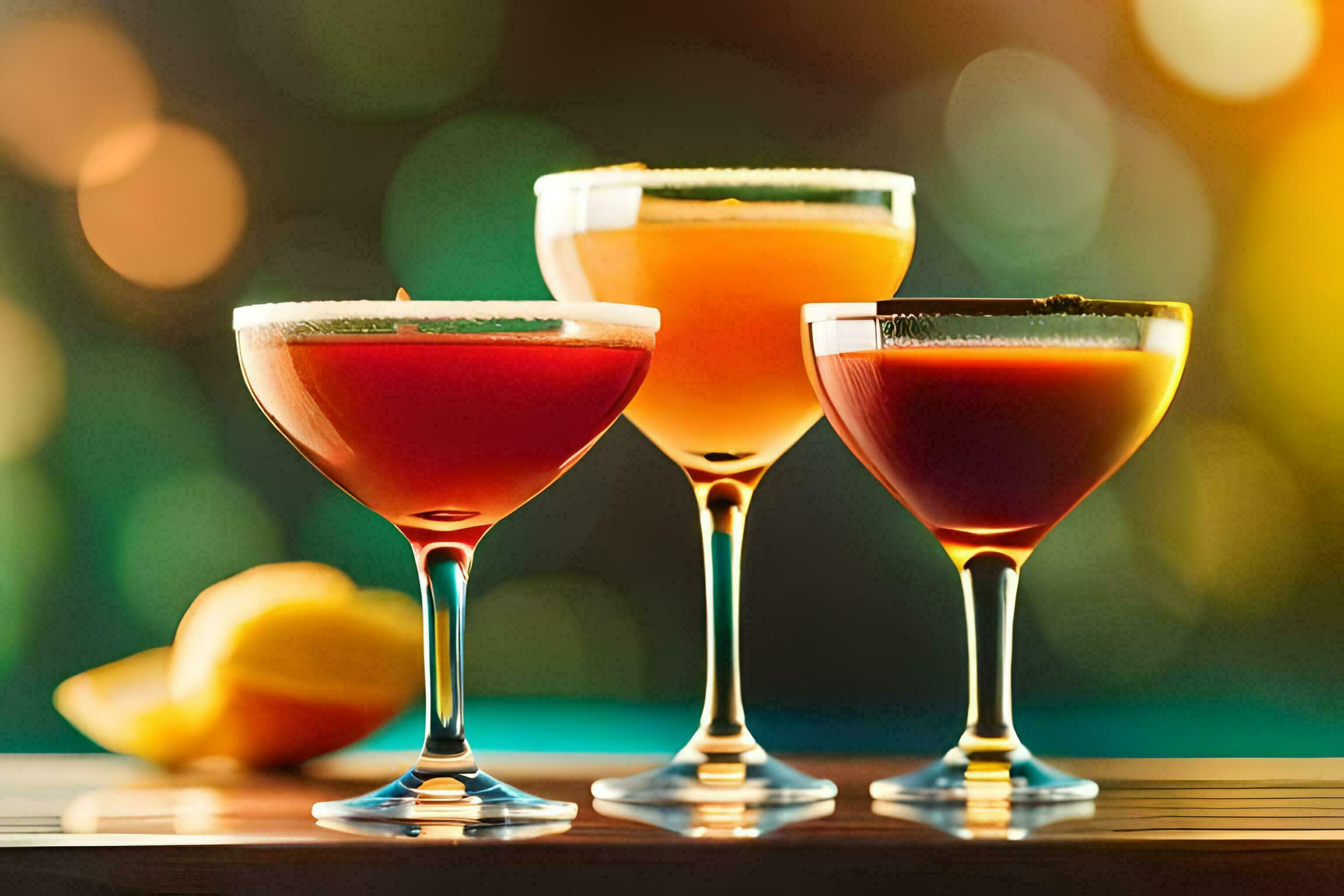 three different types of alcoholic drinks on a table. AIGenerated 30303393 Stock Photo at Vecteezy